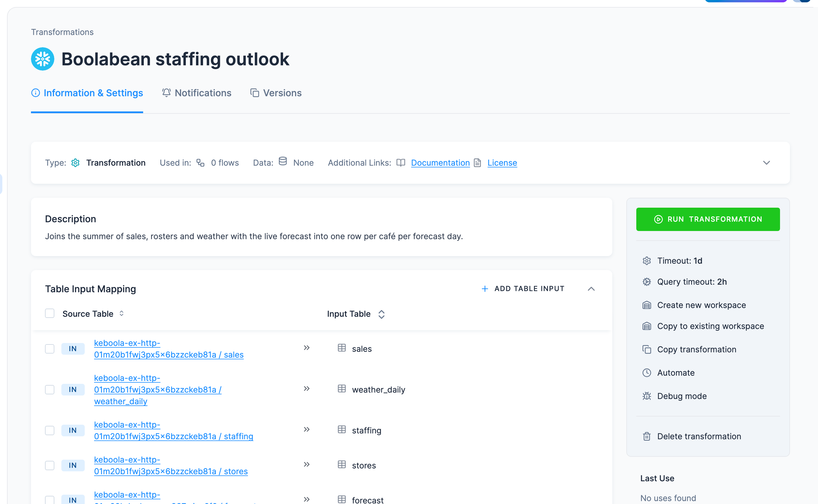 Screenshot - The configured transformation